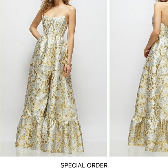 Dessy Collection Dresses & Skirts - Dessy Collection Gold and Silver Strapless Gown